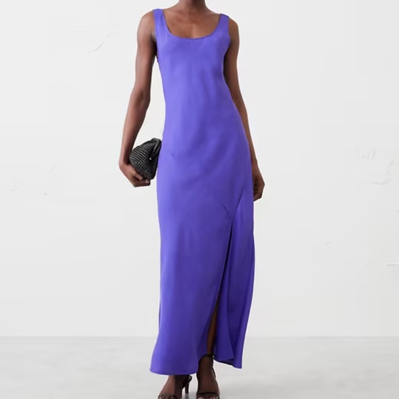 Banana Republic Factory SILKY TWILL SLIT MAXI DRESS - Picture 1 of 5